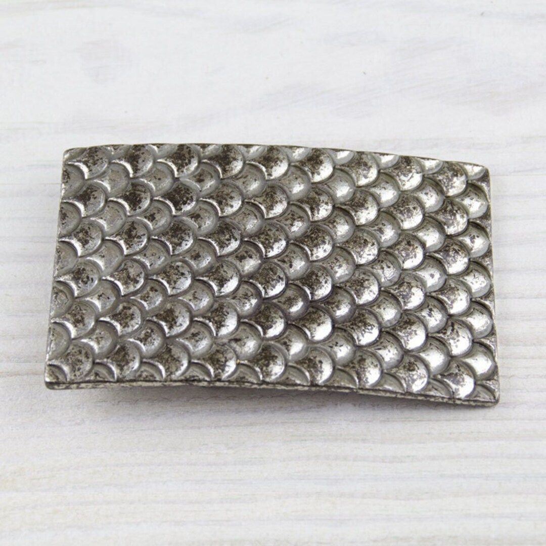 Silver Belt Buckle Fish Scale Belt Buckle Scales Look Belt Etsy