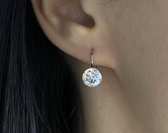 Christmas Gifts, Leverback earrings, Drop Earrings, Silver Earrings, Bridesmaid Gift, Rhinestone Earring, Swarovski Crystal, Wedding jewelry