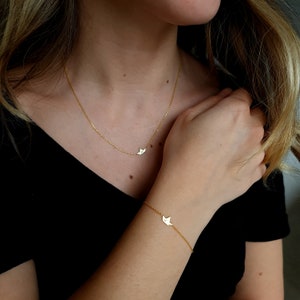 SET di gioielli origami barca di carta in argento sterling, gioielli barca d'oro, bracciale con ciondolo origami, set di gioielli minimalisti, regalo di compleanno per lei