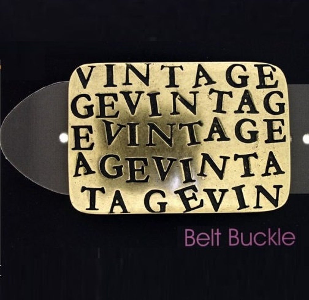 Vintage Belt Buckle Letter Belt Buckle Bronze Casual Belt Etsy