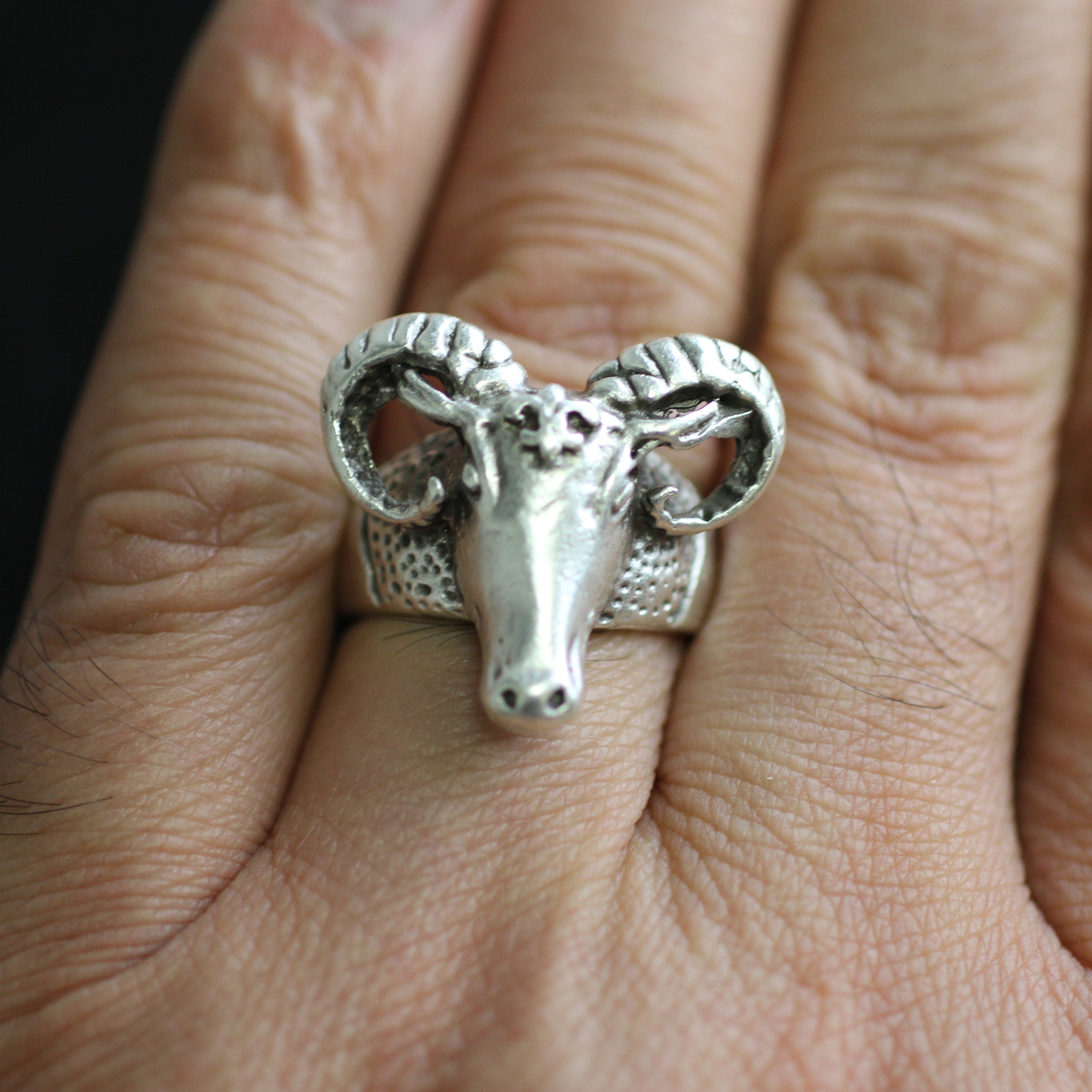 Adjustable Ram Horn Ring, Ram Head Ring, Aries Ring, Horoscope