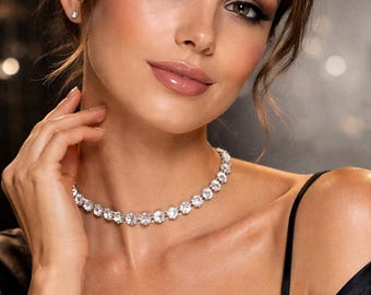 Swarovski Necklace, Birthday Gift, High Quality Necklace, Swarovski Crystal, Wedding jewelry, Swarovski Rhinestone, Tennis Necklace, Gifts