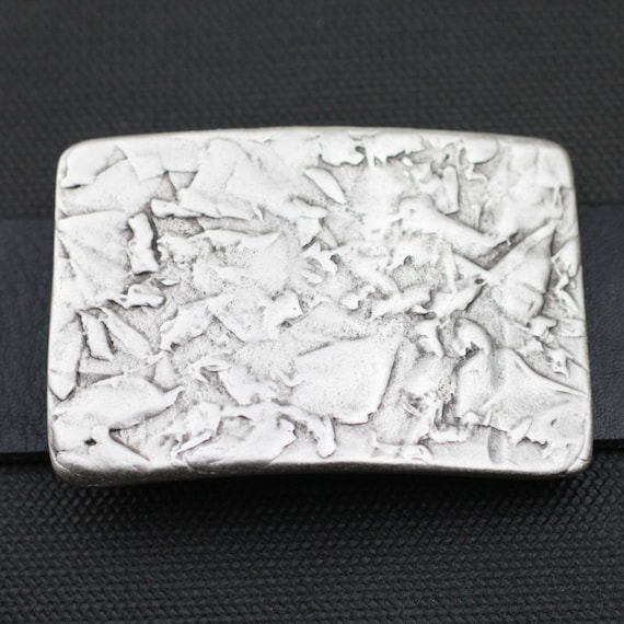 Silver Rectangle Belt Buckle, Striped Belt Buckle, Casual  display picture 1