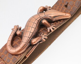 Lizard Belt Pin, Lizard Belt Buckle For Snap Belt, Crocodile Belt Pin, Reptile Belt Pin, Copper Belt Buckle, Animal Belt Hardware, GSB04