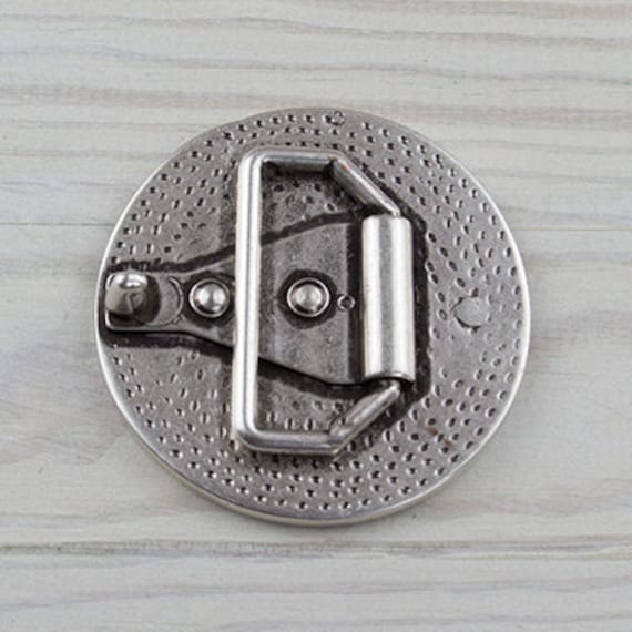 Silver Round Belt Buckle, Vintage Belt Buckle, Boho Belt  display picture 3