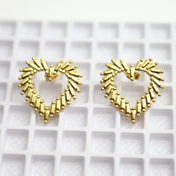Stud Earrings,heart Statement Earrings,18k Gold Plated 