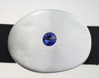 Oval Belt Buckle With Swarovski Crystal 1122, Oval Belt Buckle, Metal Belt Buckle, Decorative Belt Buckle, Leather Belt Buckle, GSB78