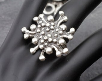 Adjustable Atom Ring, Silver Slime Ring, Fancy Brass Ring, Sci Fi Ring, Statement Ring, Gothic Ring, Geometric Ring, Metal Jewelry, RB268