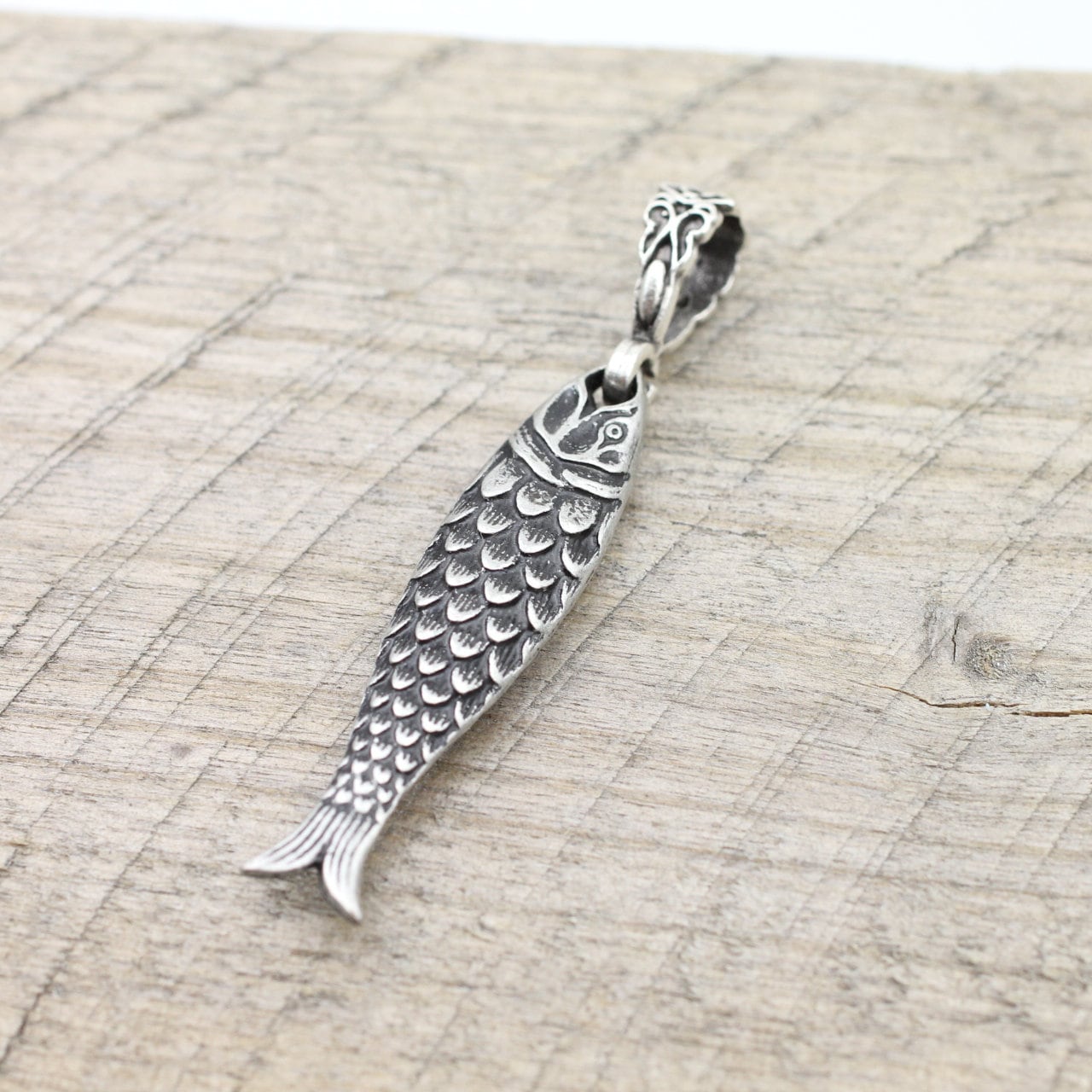 Silver Fish Pendant, Animal Pendant, Hering Fish Necklace Pendant