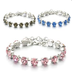 Crystal Tennis Bracelet, Crystal Bracelet, Cup Chain Bracelet, Rhinestone Bracelet, CRYSTAL CLEAR 8mm Charm Bracelet, Premium Crystal, Gifts