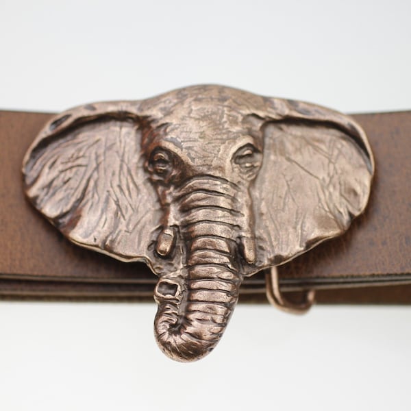 Copper elephant belt buckle, Animal belt buckle for animal lovers, Wild animal accessories, Afrika accessory, Animal head jewelry, GSB319ac