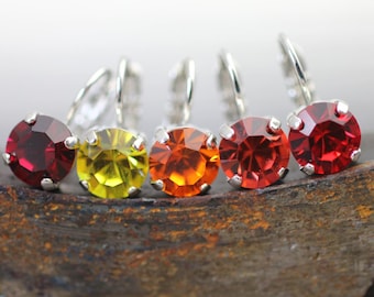 Leverback earrings, Unique Gift , Drop Earrings, Silver Earrings, Bridesmaid Gift, Rhinestone Earring, Swarovski Crystal, Wedding jewelry
