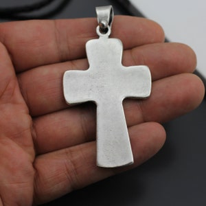 Ancient Silver Cross Pendant, Flat Cross Charms, Cross on cross pendant, Leather Necklace Pendant, Necklace Making, DIY Jewelry, Gifts PB147