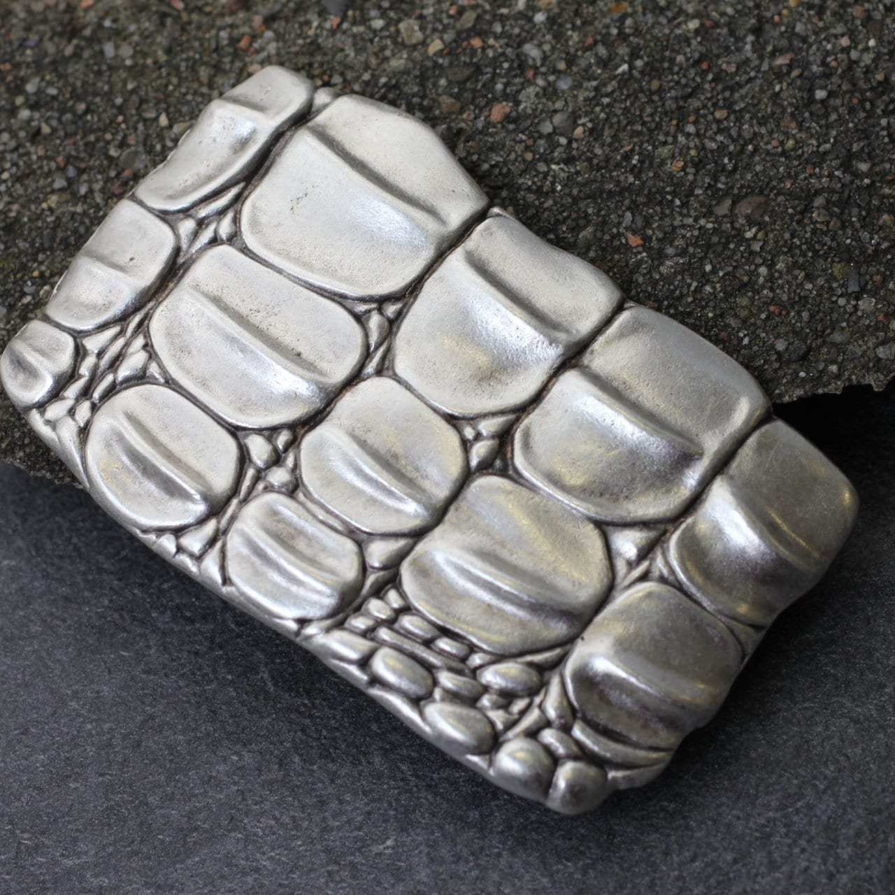 Caiman Crocodile Belt with Covered Buckle in Navy main image 0