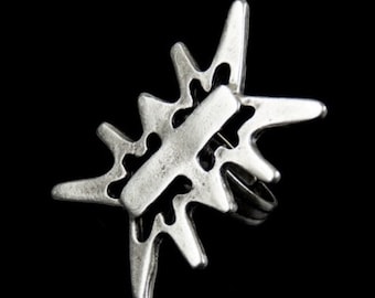 Adjustable Gothic Ring, Fancy Ring, Big Ring, Bohemian Ring, Abstract Ring, Modern Ring, Brutalist Ring, Asymetric Ring, Brass Ring, RB1004