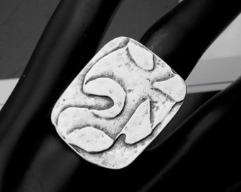Silver Wall Ring, Rectangle Ring, Big Adjustable Ring, Statement Ring, Geometric Ring, Fancy Ring, Boho Ring, Gothic Ring, Wall Ring, RB149