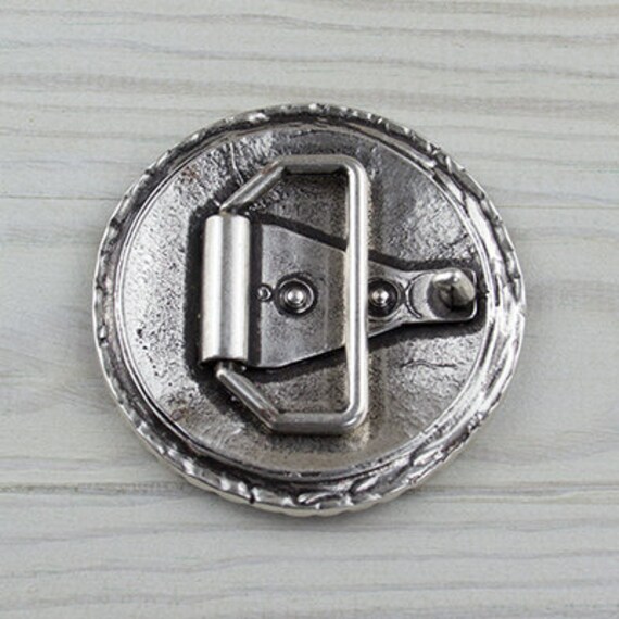 Silver Belt Buckle, Hammered Belt Buckle, Round Belt Buckle  display picture 1