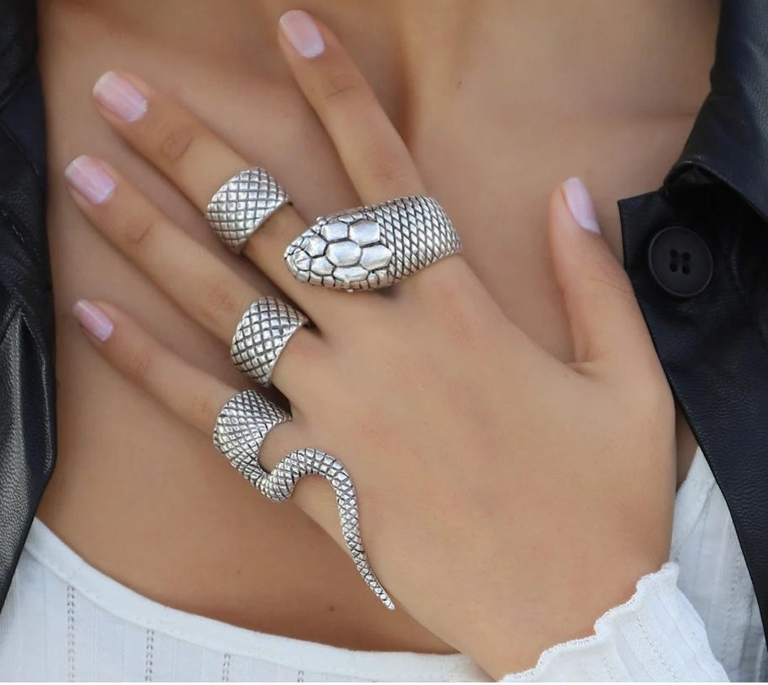 Adjustable Snake Ring Set, 4 Snake Rings, Serpent Ring Set, Stacking ...