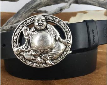 ハンドメイドのブッダベルトバックル：アンティークシルバーピューター