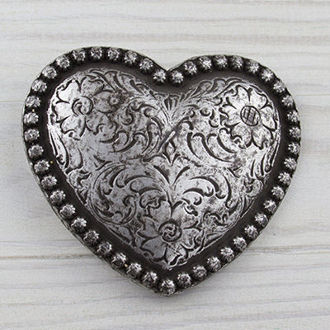 Heart Shaped Belt Buckle, Antique Silver Belt Buckle, Heart Belt Pin