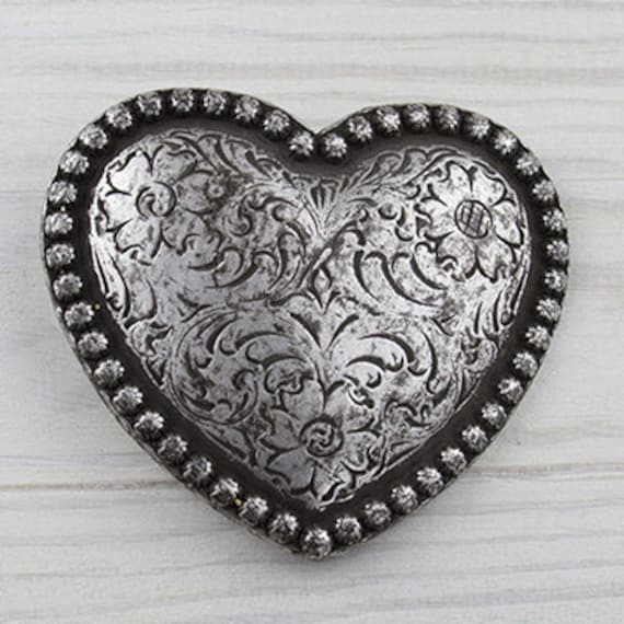 Heart Shaped Belt Buckle, Antique Silver Belt Buckle, Heart  display picture 1