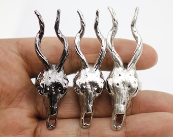 Adjustable Skull Ring, Christmas Gift, Deer Skull Ring, American Bull Skull Ring, Animal Ring, Black Bull Ring, Gothic Horn Ring RB57rh