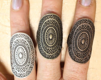 Ethnic Silver Ring, Mandala Ring, Silver Statement Ring, Antique Silver Boho Ring, Long Statement Ring, Christmas Gift, Gift For Her, RB86
