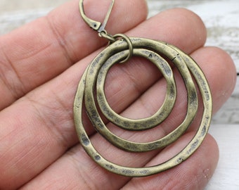 3 Circles Earrings, Gypsy Earring, Minimalist Jewelry, Unique Earrings, Fancy Earrings, Boho Earrings, Big Round Dangle Earring, EB196ab