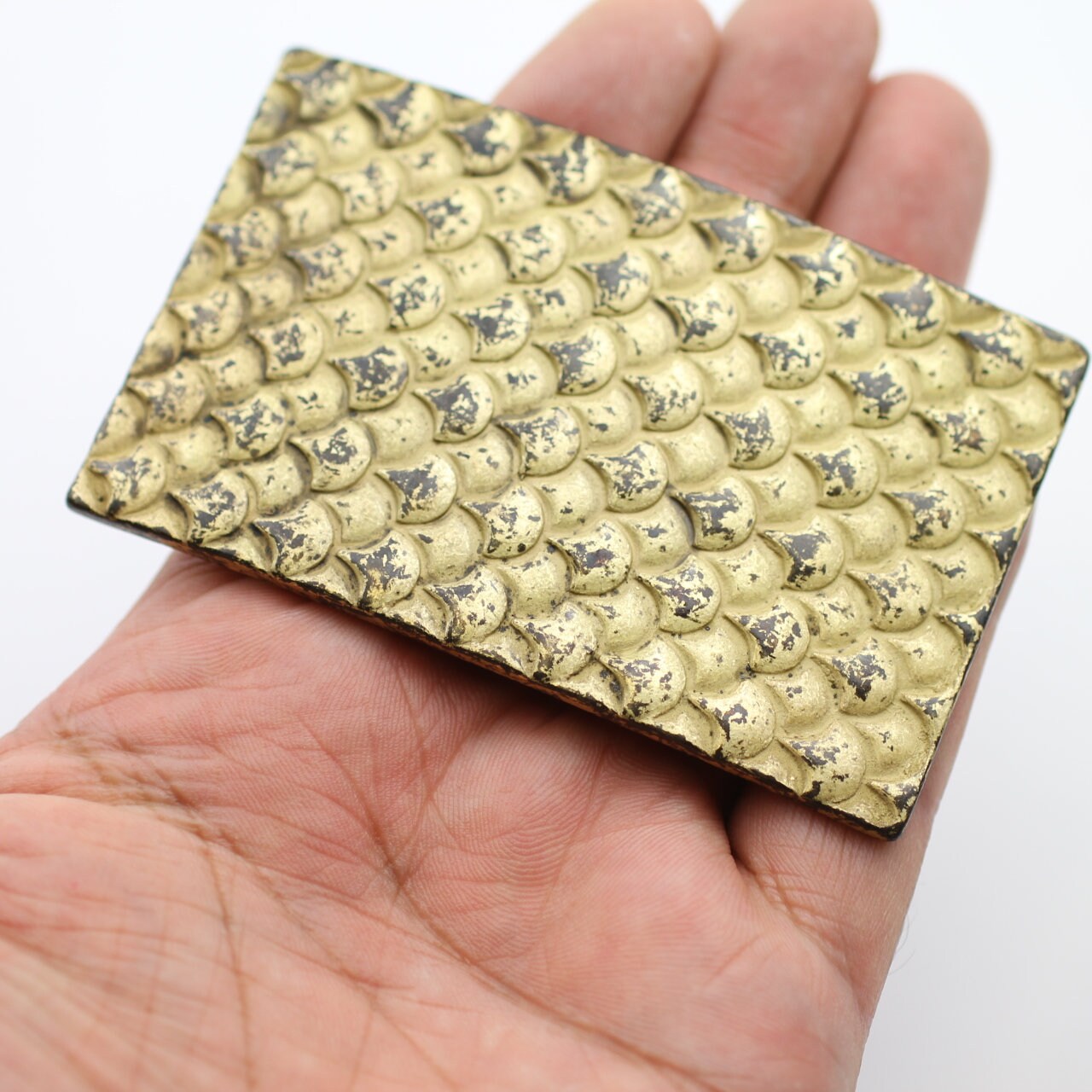 Vintage Narrow Gold Fishscale Belt With Rectangular Buckle Closure Vintage Gold Fish Scale Belts - Etsy main image 2