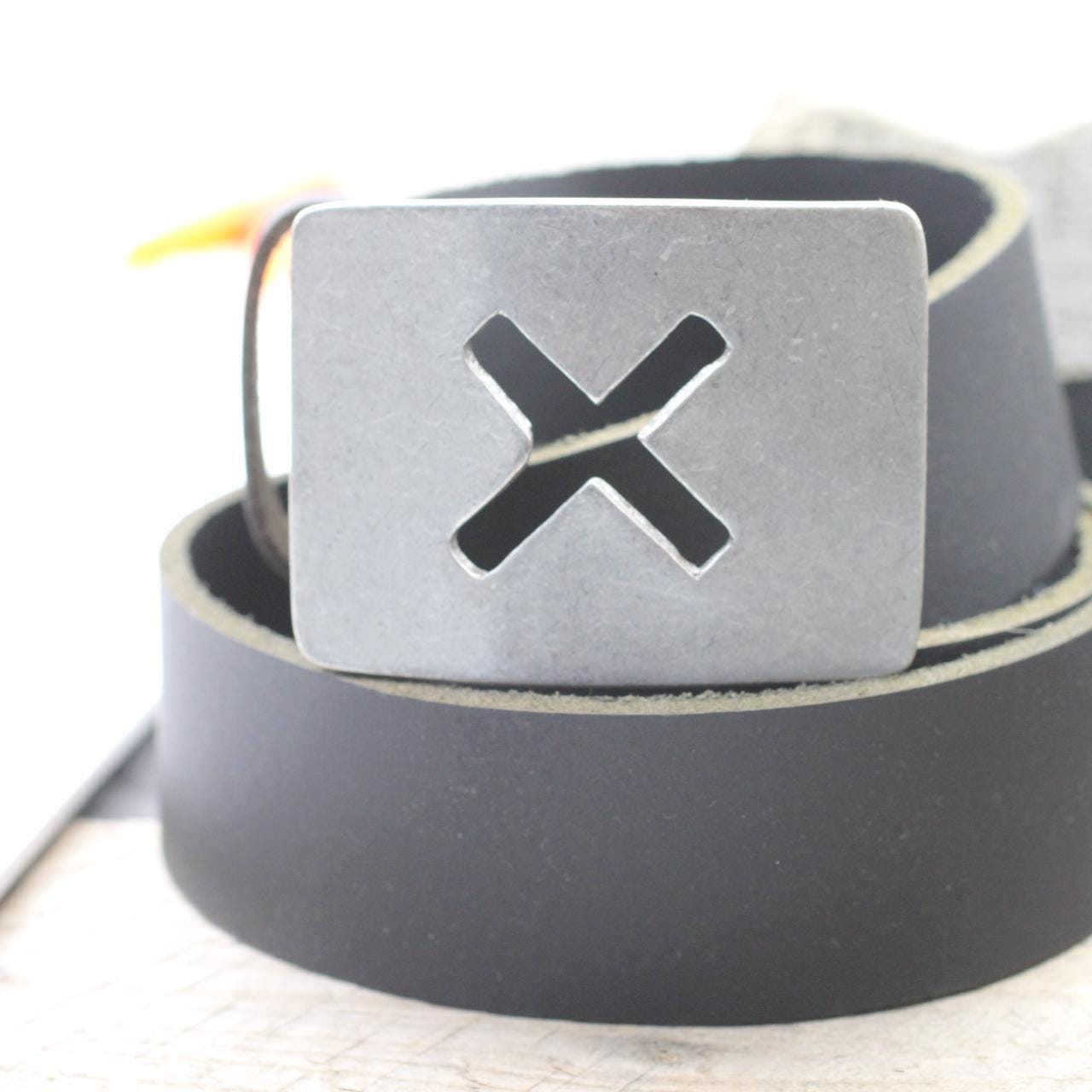 Black Leather and Silver Metal X\'s Belt Twisted X Men main image 4