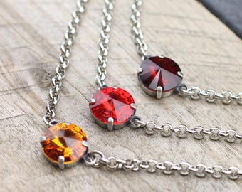 Personalized Birthstone Necklace with Swarovski Crystals, Rivoli Necklace, Swarovski Crystal Pendant, Crystal Necklaces, Handmade accessory