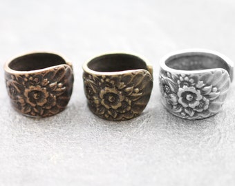 Wrapped Spoon Ring, Floral Spoon Ring, Flower Ring Jewelry, Stylish Spoon Ring, Vintage Ring, Retro Ring, Dainty Ring, Celtic Jewelry, RB380