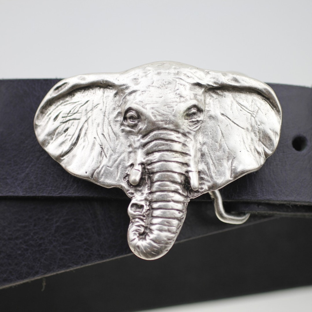 Silver Elephant Belt Buckle, Animal Belt Buckle for Animal Lovers, Wild
