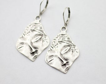 Ancient Greek Face Earrings, Antique Face Jewelry, Archaeological Face Earrings, Mythological Earring, Medusa Earring, Silver Earring EB168
