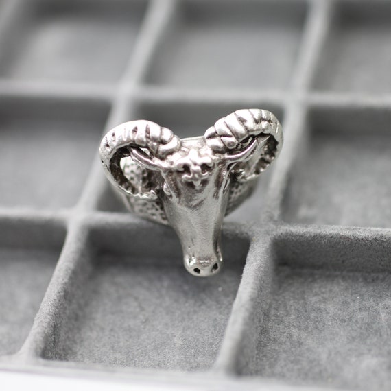 Adjustable Ram Horn Ring, Ram Head Ring, Aries Ring, Horoscope