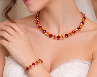 Collana a forma di V Collana da tennis Collana a forma di V Collana di cristallo Set di gioielli da sposa Collana da sposa Collana da sposa Set di gioielli da sposa