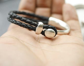 Leather Bracelet With Magnet Closure, Unisex Colorful Leather Bracelet, Stainless Steel Magnetic Clasp Bracelet,Christmas Gift, Gifts ZM126