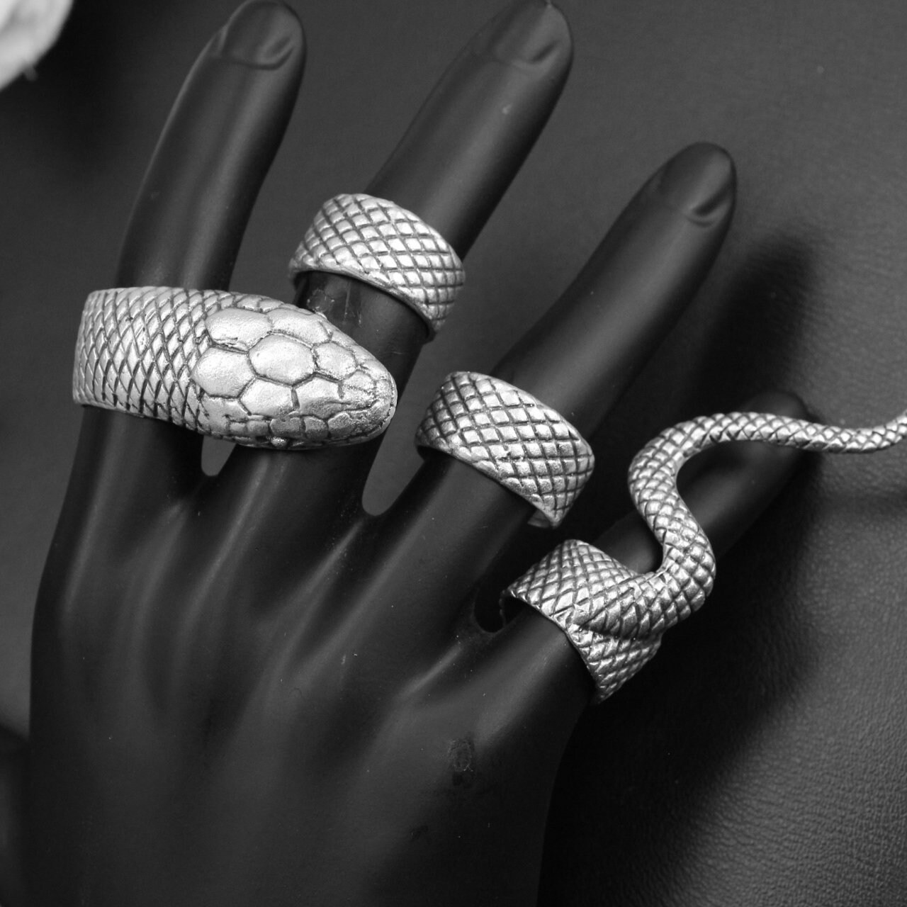 Adjustable Snake Ring Set, 4 Snake Rings, Serpent Ring Set, Stacking ...