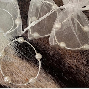 many Blessings bracelet, decorative bracelet, Pearl beaded  silver braclet, handmade pearl beaded  bracelet