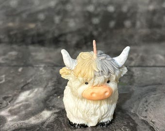 Handmade Highland Cow Figures – 2 Shaggy Cream Décor