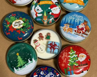 Snowman Soy Wax Candle, New Year Gift in Metal Box