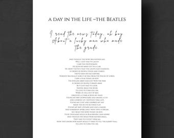 The Beatles 'A Day In The Life' Lyrics Print: Minimalist Music Poster (Digital Download)