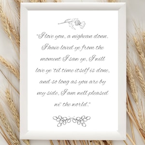 I love you Nighean Donn  | Outlander art | Jamie Fraser quotes | Downloadable print | love sayings