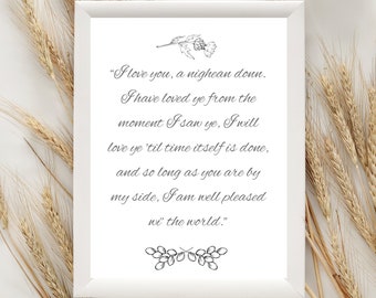 I love you Nighean Donn  | Outlander art | Jamie Fraser quotes | Downloadable print | love sayings