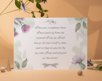 Outlander card with quote, printable Valentine's love card, James and Claire Fraser