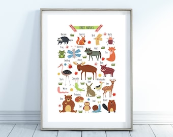 Forest Animals printable art for kids room, playroom, nursery | Colorful