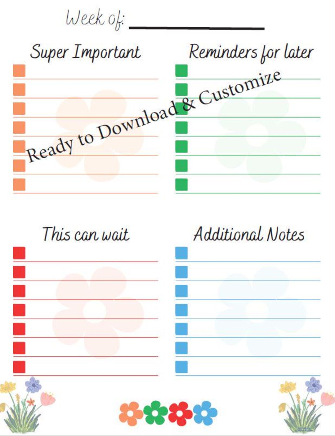 Weekly Reminder Paper Weekly Reminder Page - Etsy
