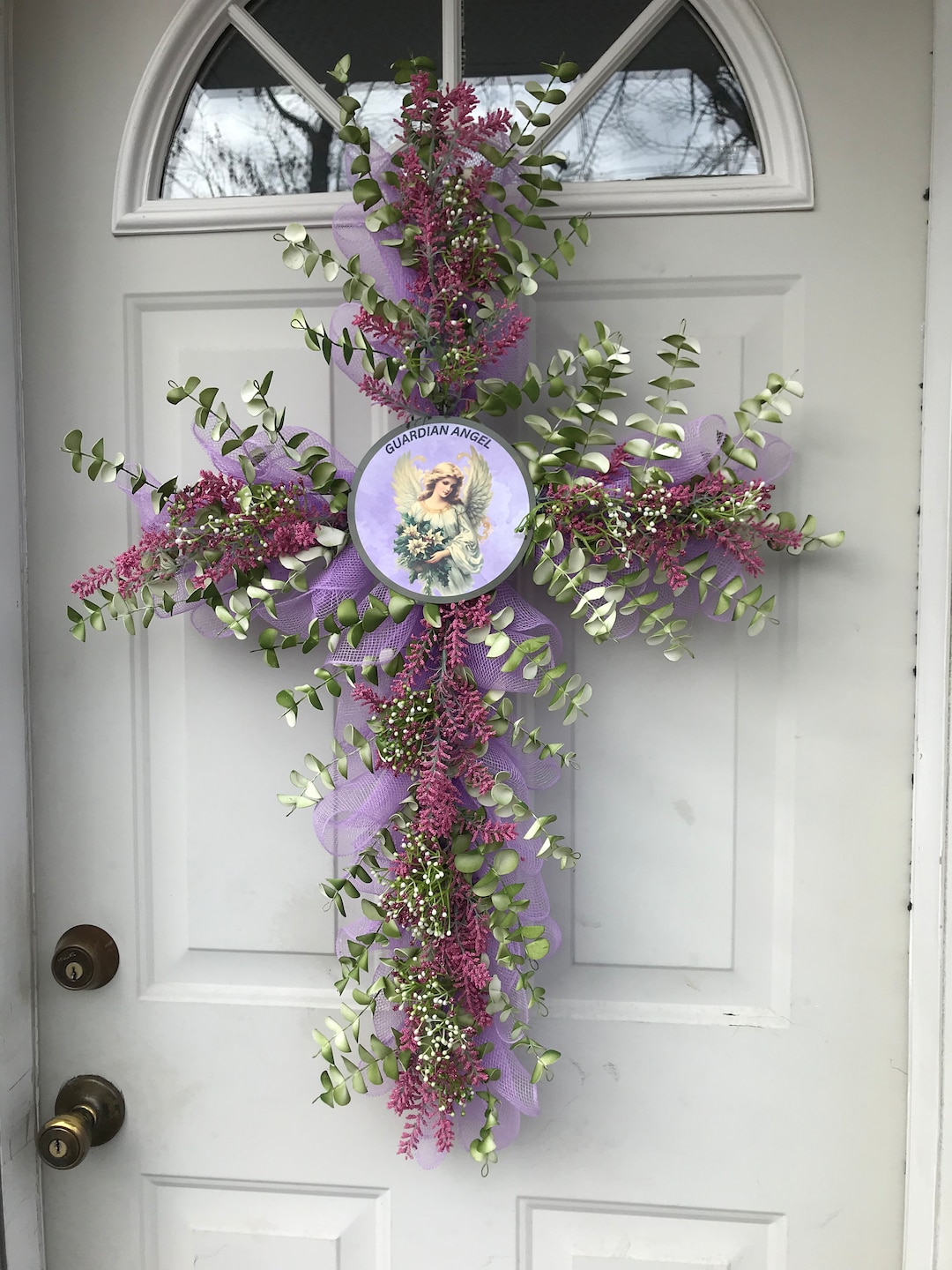 Guardian Angel Cross Door Decor, Cross Wall Hanger, Angel Cross