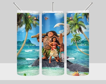 Princess Moana Tumbler Design - Maui Moana Tumbler Wrap - 20oz Skinny Tumbler Sublimation Design - PNG Digital Download