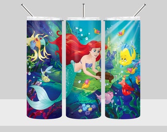 Princess Ariel Little Mermaid Tumbler Design - Little Mermaid Tumbler Wrap - 20oz Skinny Tumbler Sublimation Design - PNG Digital Download